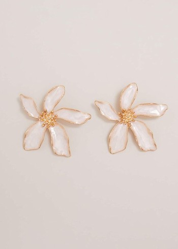 Phase Eight Enamel Oversized Flower Stud Jewellery White Australia | ND0354617